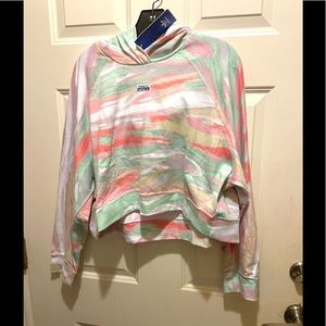 NWT Adidas Cropped Hoodie Womens Marble Print GN4292 Sz L